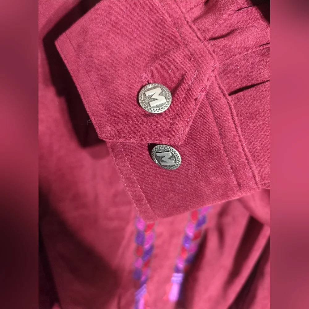 Bob Mackie Zippered Jacket 2X Wearable Art Cranberry Embroidery Tassels Lined - Picture 7 of 14